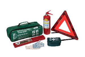 Набор автомобилиста стандарт (знак аварийной остановки, аптечка, огнетушитель ОП2, перчатки, сумка) STVOL SNA02